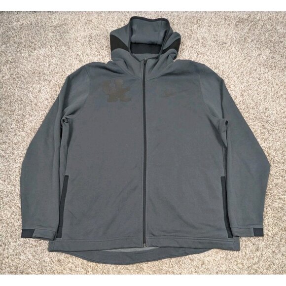 Nike Kentucky Wildcats Dri-Fit Full-Zip Hoodie Sweatshirt Men 2XL XXL Grey Black - Picture 1 of 8